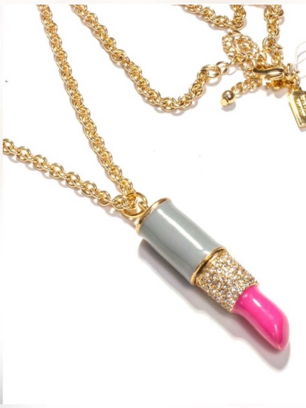 KATE SPADE NEW YORK “Kiss & Make Up” Lipstick 💄 Pendant Necklace w/Pouch